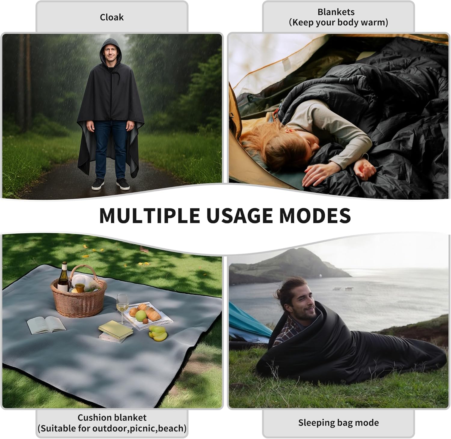 Eulant Coperta Campeggio Impermeabile con Cappuccio - immagine 4