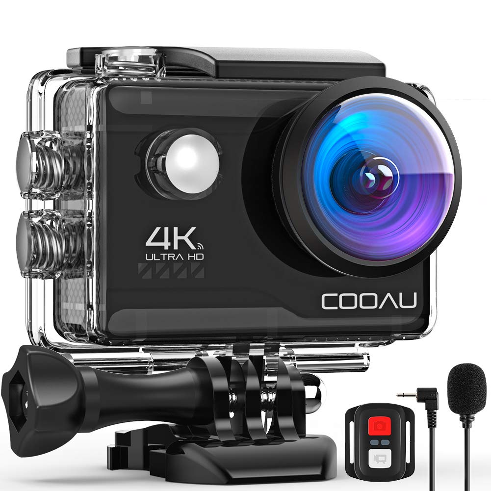 Cooau Action Cam HD 4K 20MP WiFi con Microfono Esterno