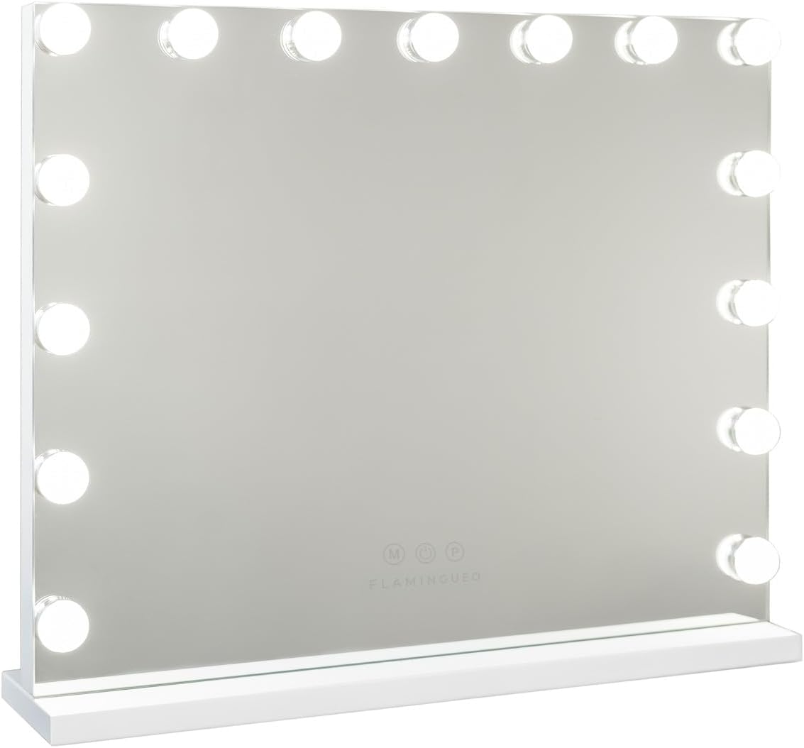 Flamingueo Specchio Trucco con Luci LED, Bianco