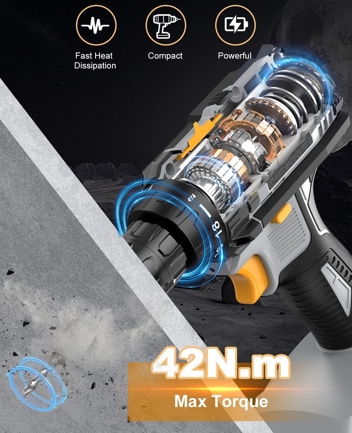 Leeikoo Avvitatore a Batteria 21V 42N.m con 2.0Ah - immagine 2