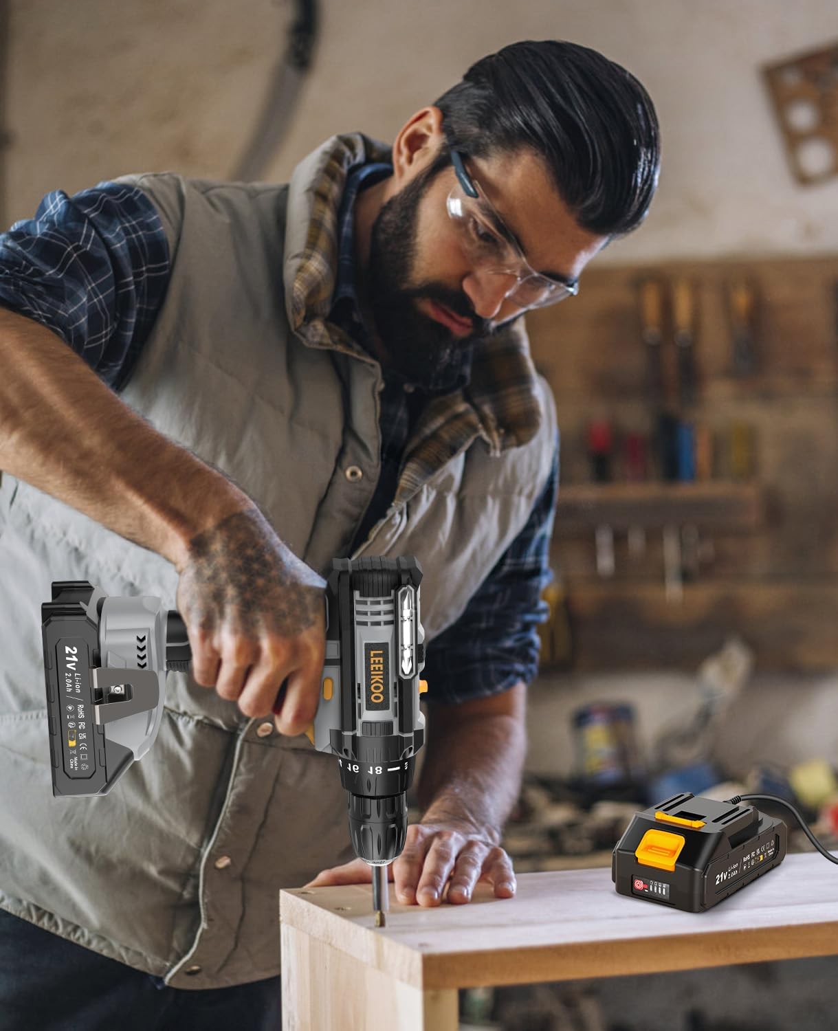 Leeikoo Avvitatore a Batteria 21V 42N.m con 2.0Ah - immagine 6