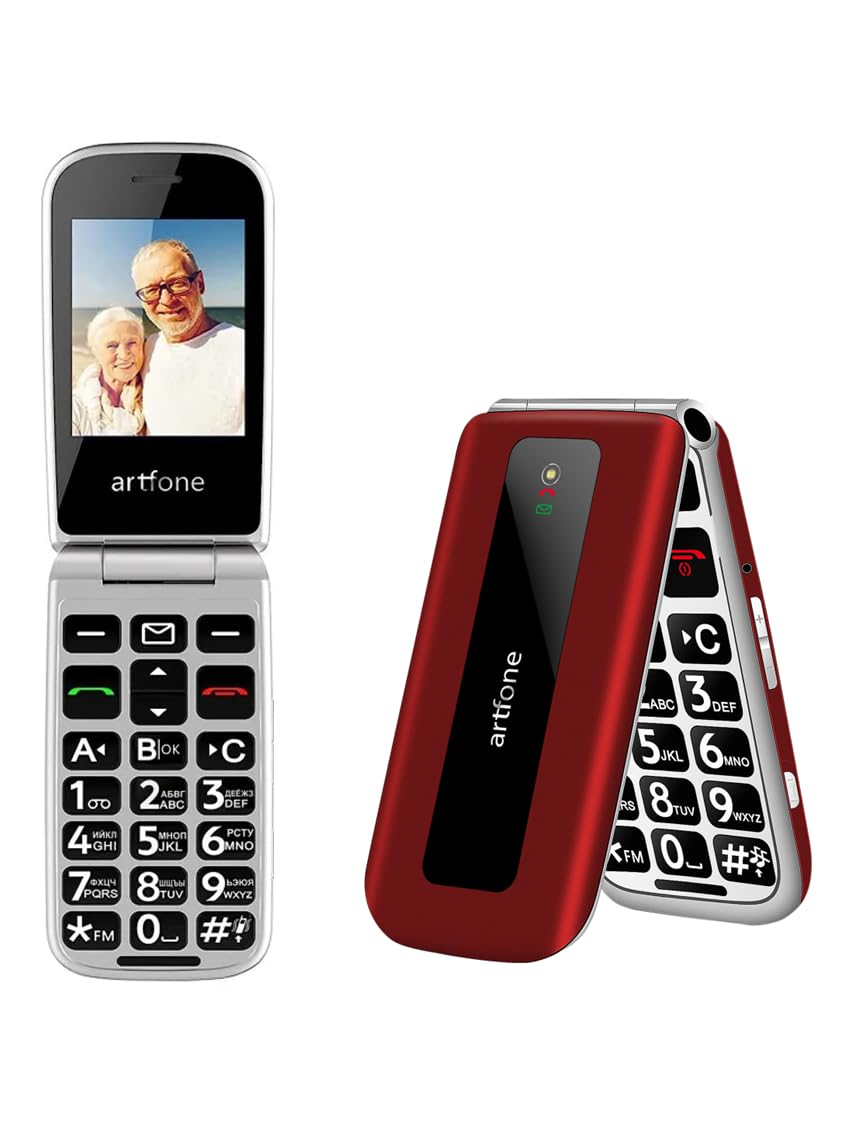 Artfone F20 - Telefono Cellulare Flip per Anziani, Rosso