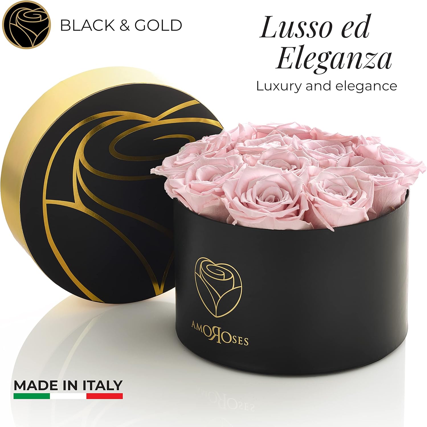 Amoroses 12 Rose Stabilizzate Vere - Scatola Nera - immagine 2