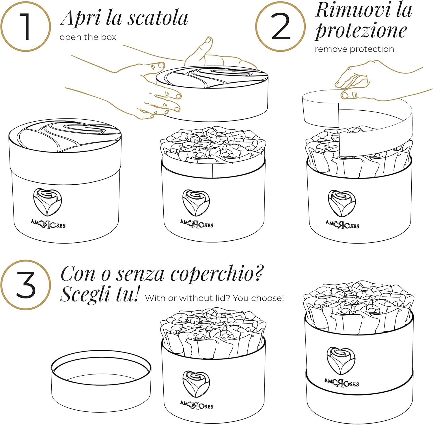 Amoroses 12 Rose Stabilizzate Vere - Scatola Nera - immagine 6