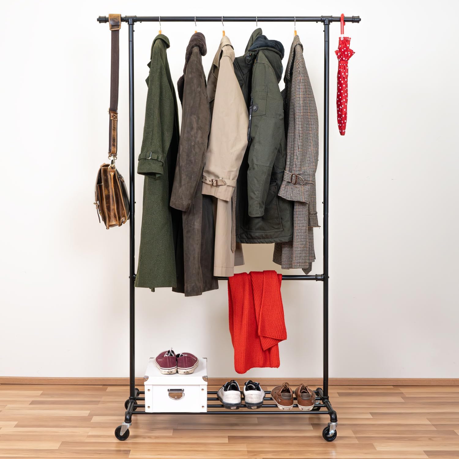 Tatkraft Drago - Appendiabiti con 2 Aste Regolabili, Nero