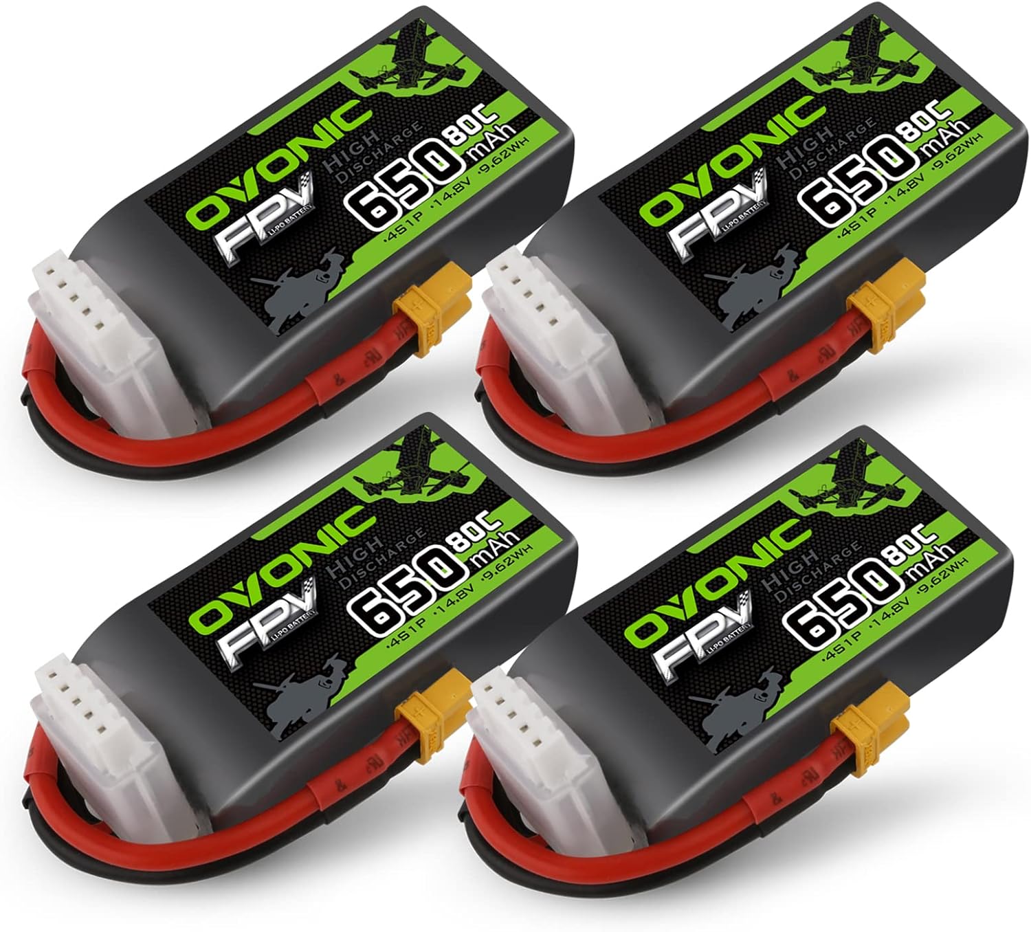 Ovonic Batteria Lipo 4s 80C 650mAh 14.8V (4 pezzi) - immagine 1