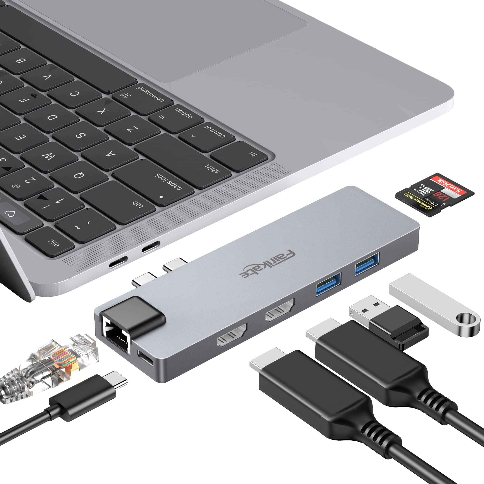 Adattatore Multiporta USB-C Hub 8 in 1 per MacBook Pro