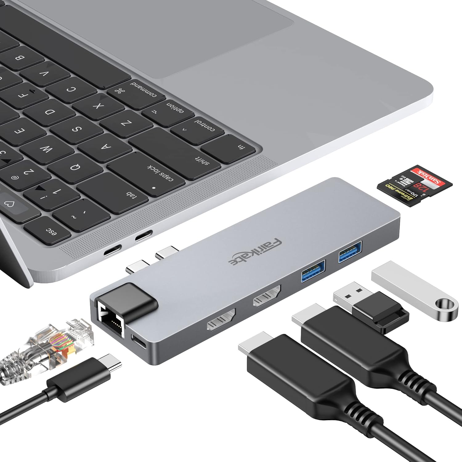 Adattatore Multiporta USB-C Hub 8 in 1 per MacBook Pro - immagine 1