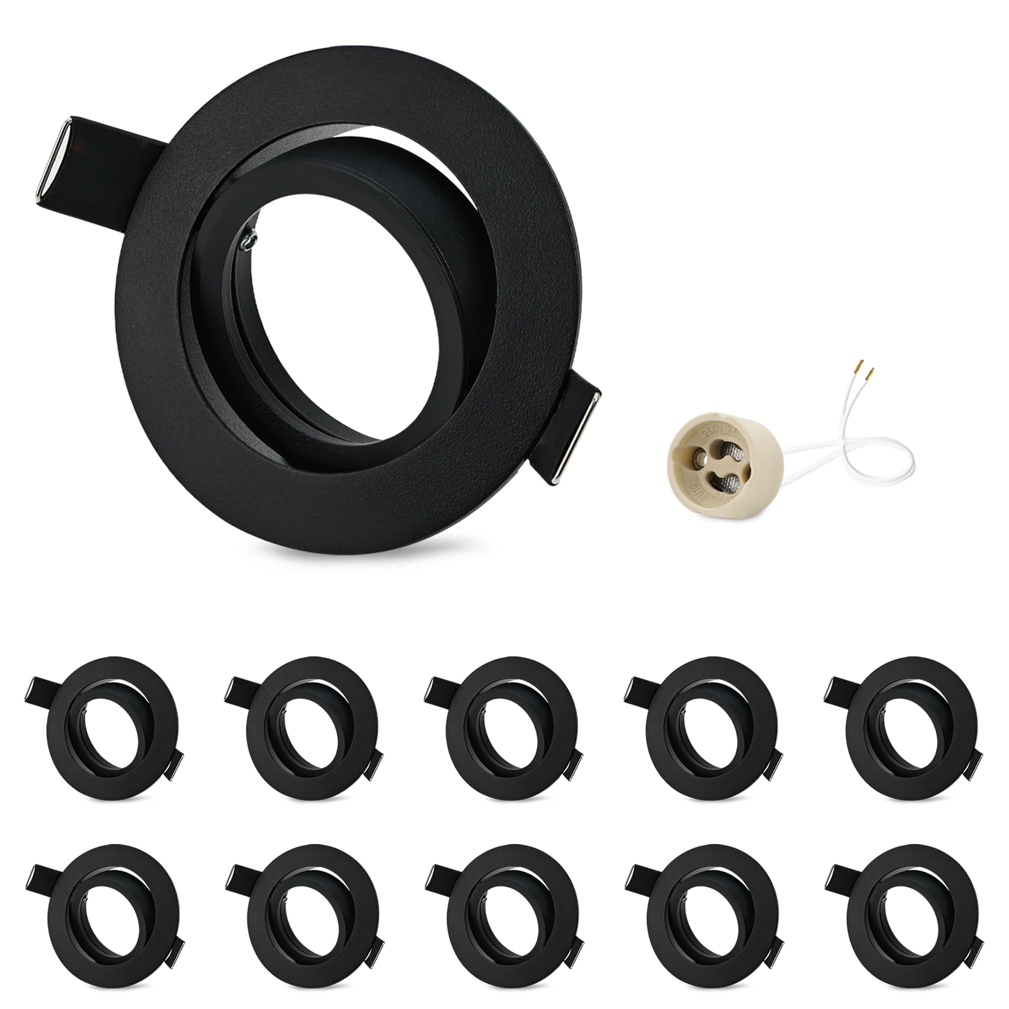 Geyoulux 10x Faretto Incasso GU10 Orientabile Alluminio Nero