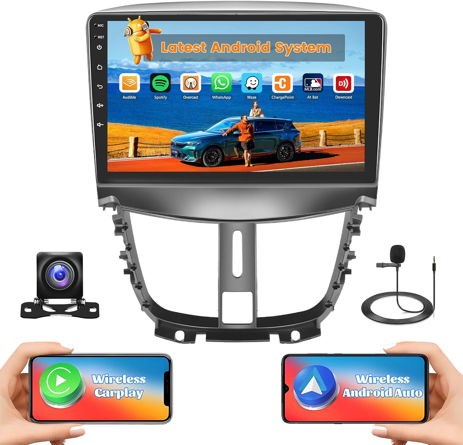 Hikity Autoradio Android 13 Wireless Carplay 9" - immagine 1