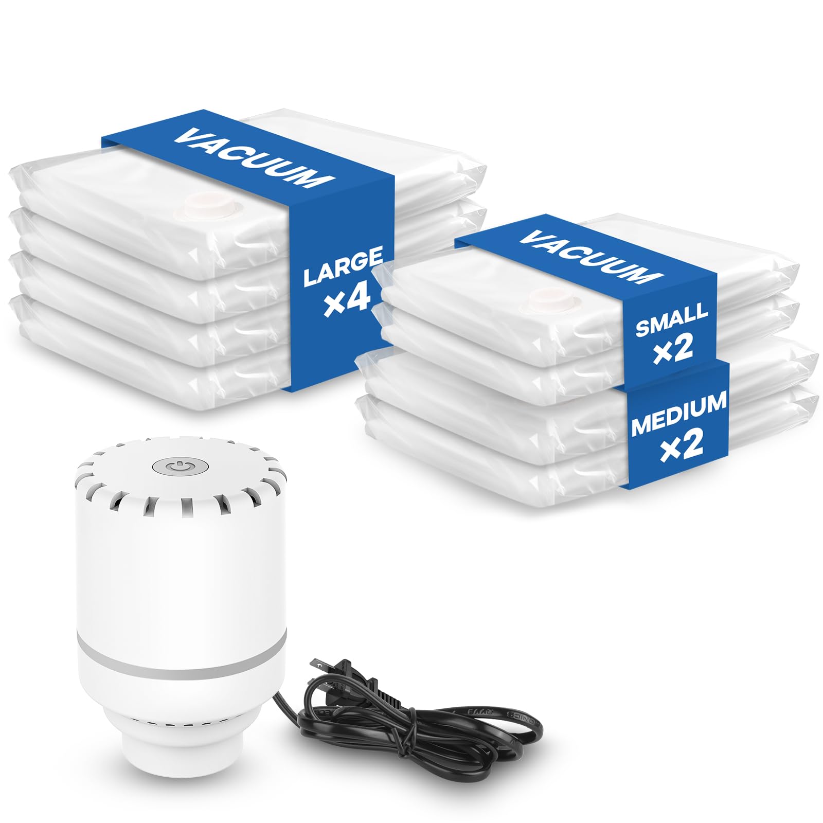Sacchetti Sottovuoto Vestiti con Pompa Elettrica, 8 Pezzi