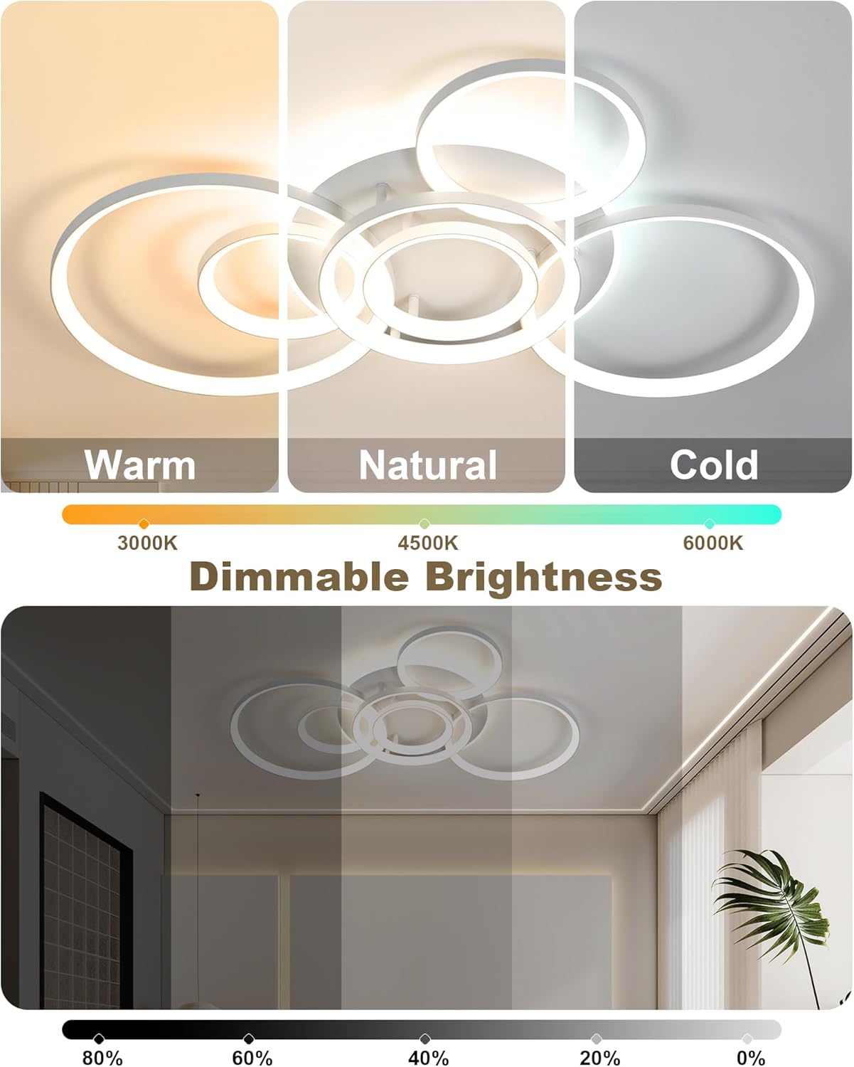 Mounm Plafoniera LED Soffitto Moderna 92*60cm 84W - immagine 2