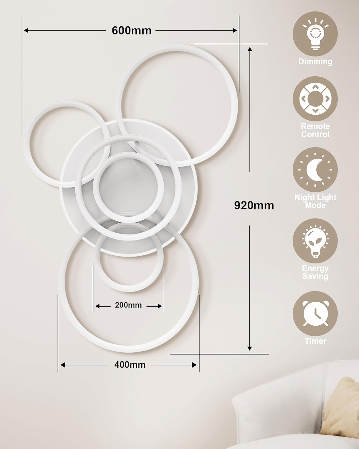 Mounm Plafoniera LED Soffitto Moderna 92*60cm 84W - immagine 3