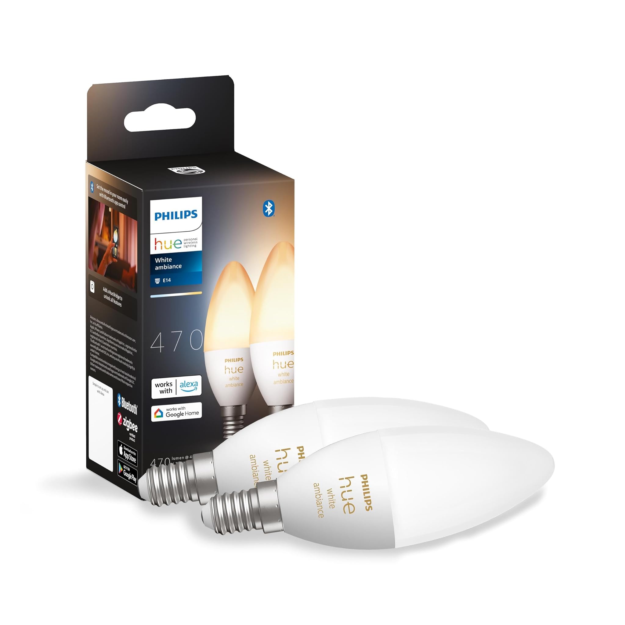 Philips Hue White Ambiance 2 Lampadine Smart E14