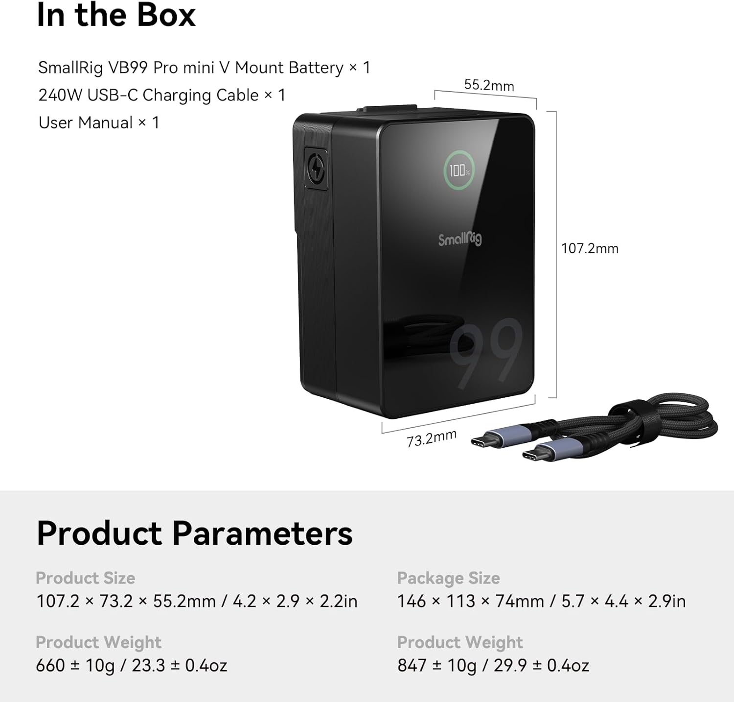 Smallrig Mini Batteria V Mount VB99 Pro 99Wh - immagine 8