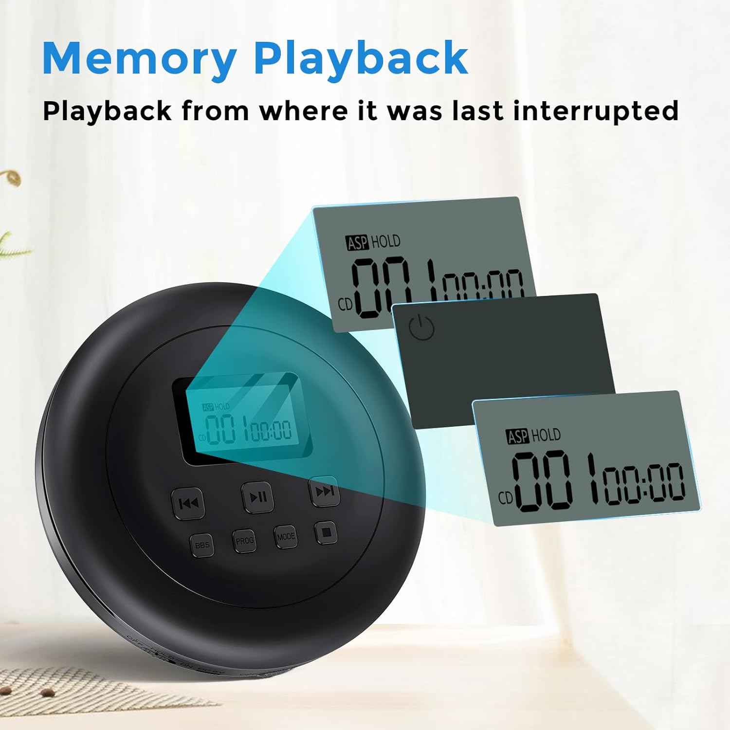 Gueray Lettore CD Portatile con Cuffie - immagine 5