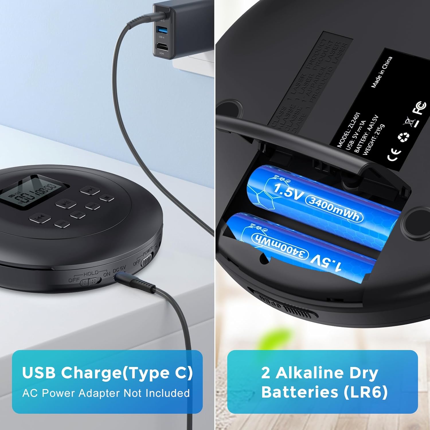 Gueray Lettore CD Portatile con Cuffie - immagine 6