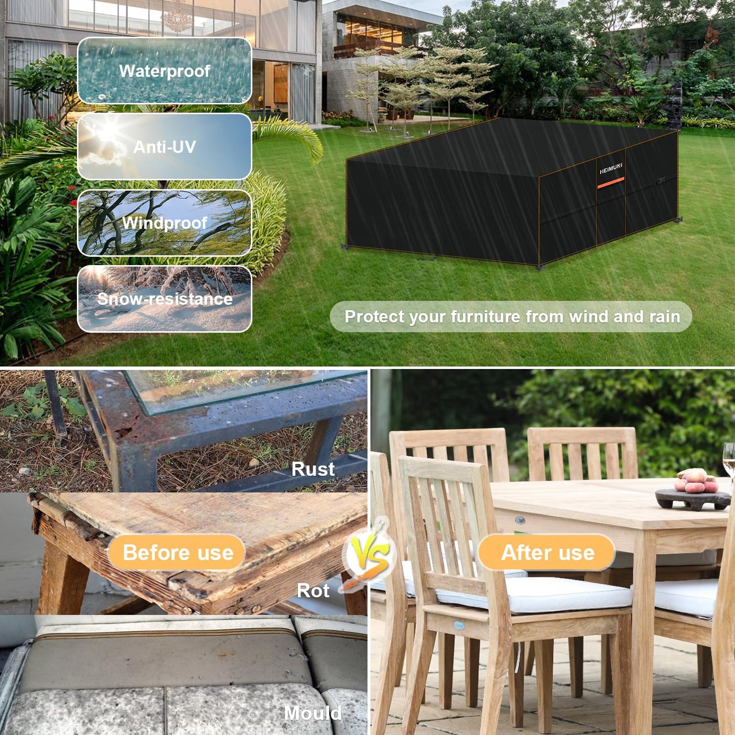 Heimuni Copertura per Mobili da Giardino 270x270x90cm - immagine 6