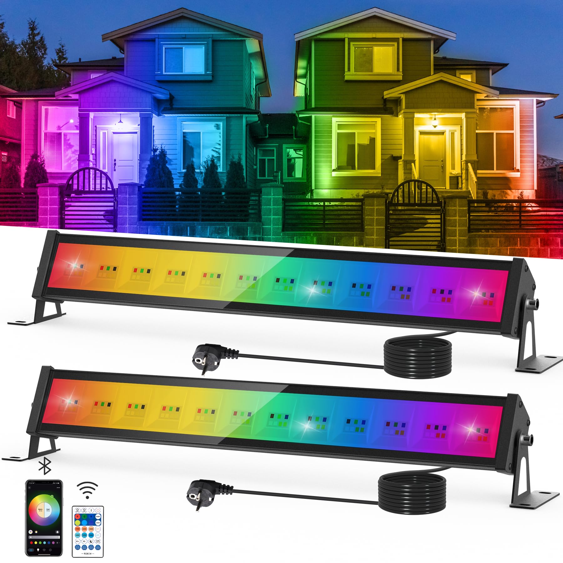 Faretto LED da Esterno 50W RGB con Telecomando (2 pz)