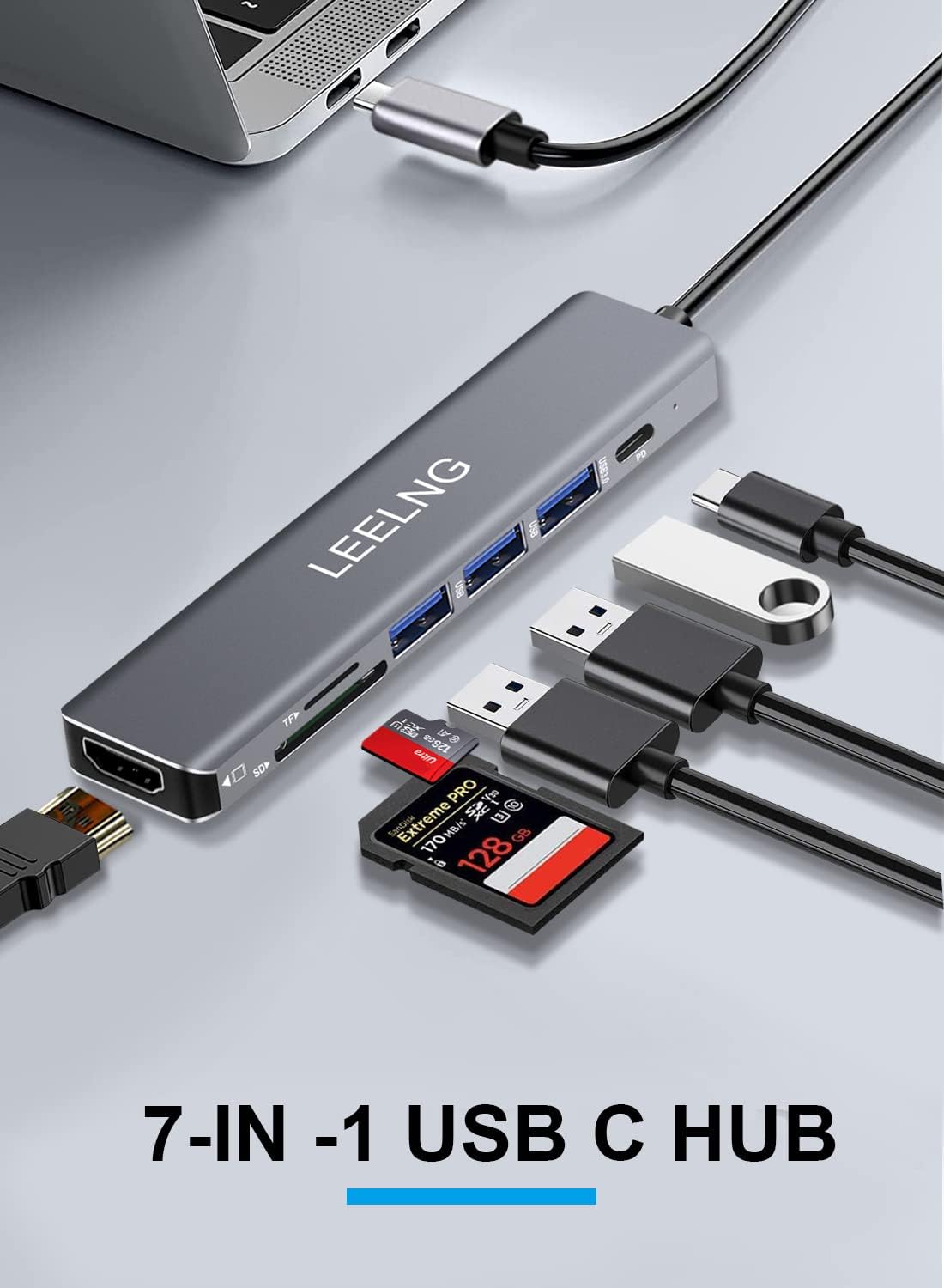 Hub USB C 7 in 1 per MacBook - immagine 2