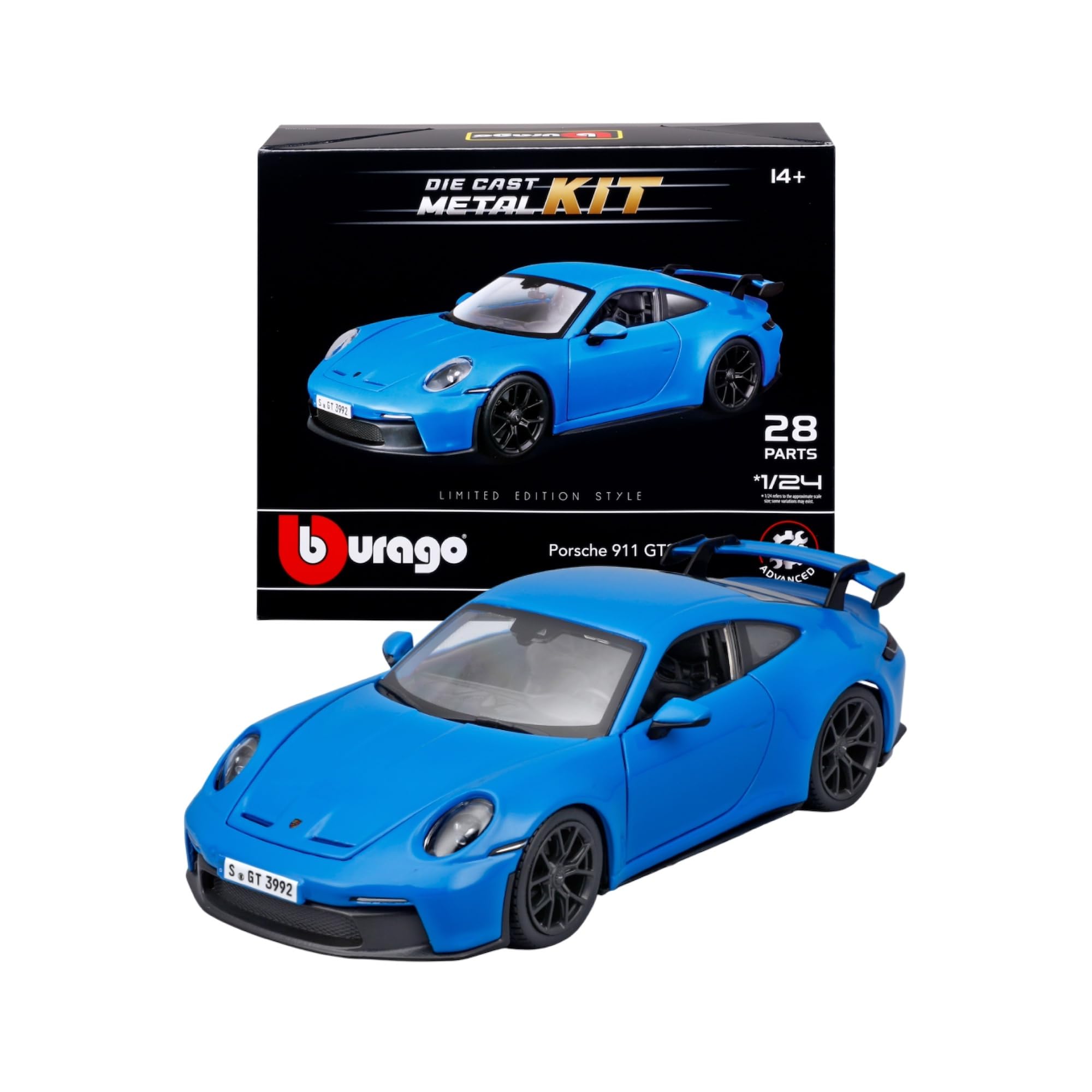 BBURAGO Model Kit Porsche 911 GT3, Kit di Montaggio Auto in Scala 1:24, Replica Dettagliata da Assemblare con 28 Pezzi, Licenza Ufficiale Porsche, Età Consigliata 14+ Anni