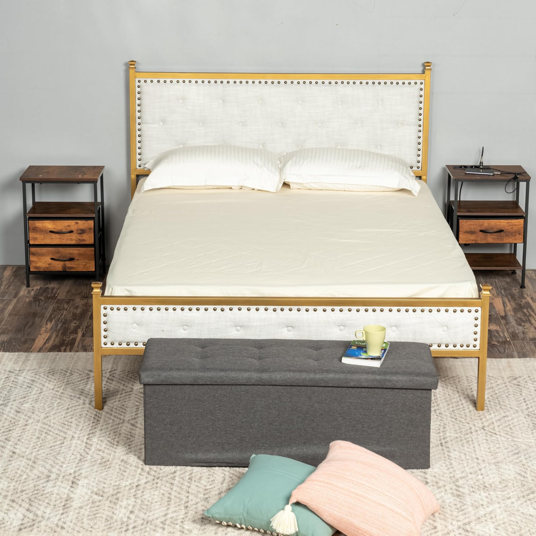 Furniturer Panca per camerette in tessuto, Grigio