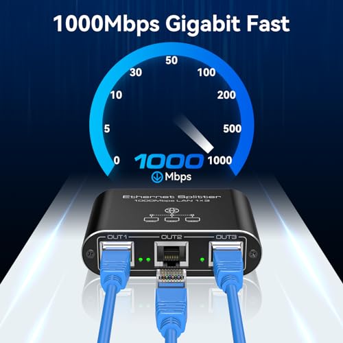 VEDINDUST Switch Ethernet da 1 a 3 1000Mbps Gigabit - immagine 3