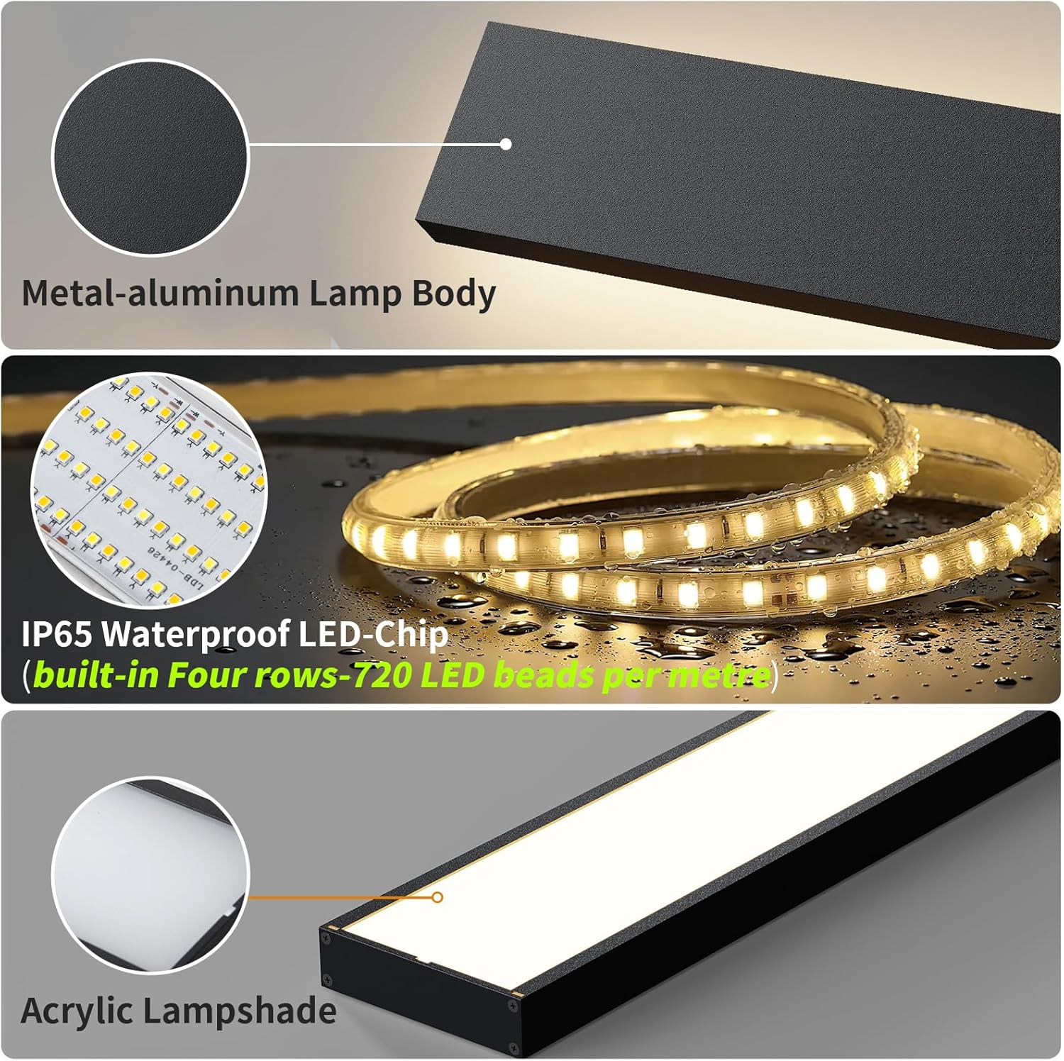 2 Pacchi Applique da Parete per Esterno 120CM, Nera - immagine 6