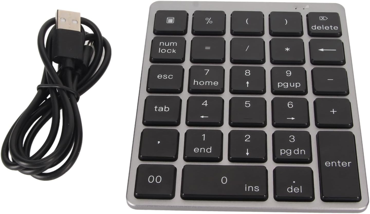 Vikye Tastierino Numerico Bluetooth 28 Tasti, Grigio Scuro - immagine 7