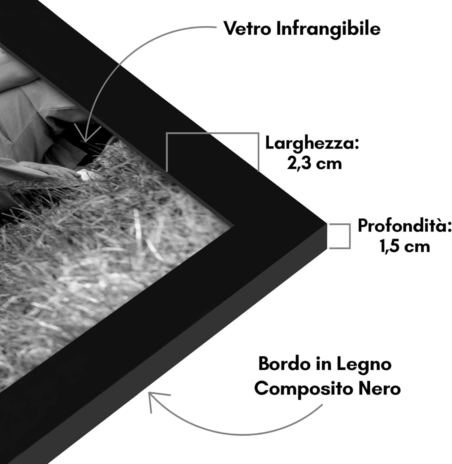 Americanflat Set Cornici Foto da Parete e da Tavolo Nere, 10 Pezzi - Due da 20x25 cm, Quattro da 13x18 cm e Quattro da 10x15 cm - Composizione Cornici da Parete con Vetro Infrangibile - immagine 4