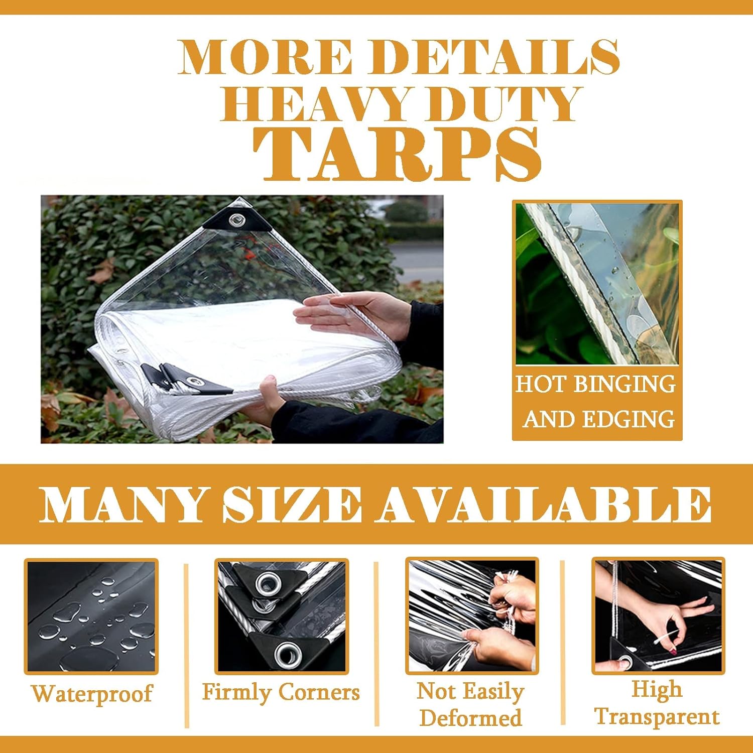 Telone Impermeabile Trasparente in PVC con Occhielli - immagine 2