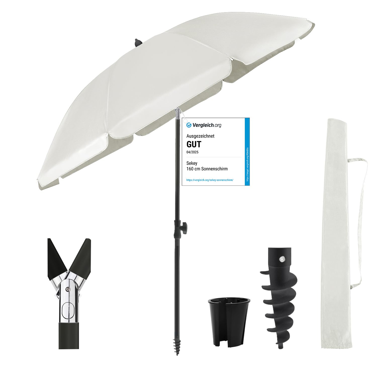 Sekey® Ombrellone da Spiaggia Stabile 180cm