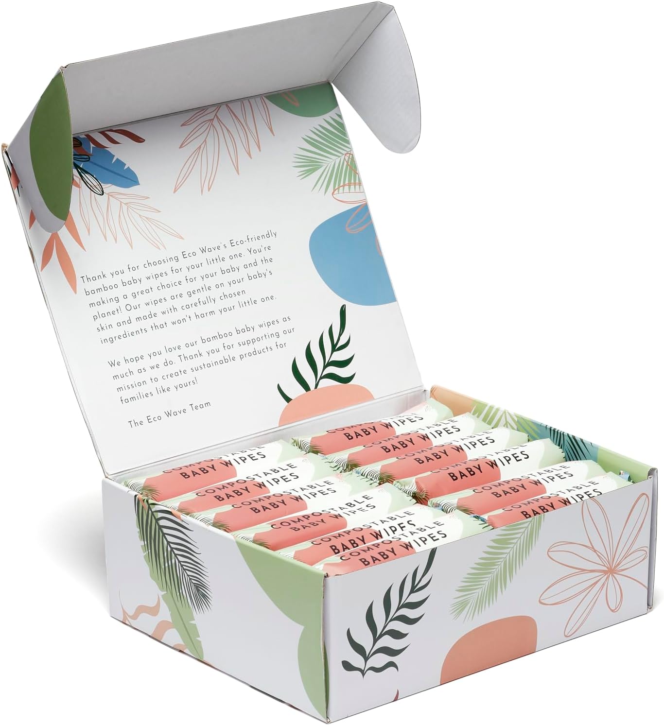 Eco Wave Salviette per bambini in bambù, 100% biodegradabili e compostabili, inodori, ipoallergeniche, vegane, senza alcool, 768 salviette - immagine 4