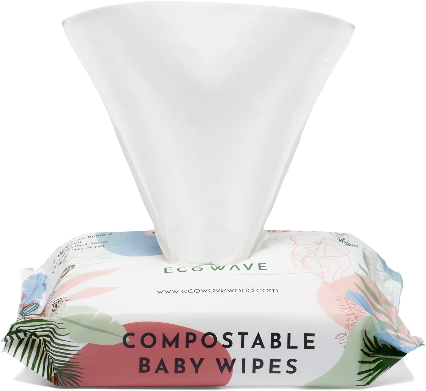 Eco Wave Salviette per bambini in bambù, 100% biodegradabili e compostabili, inodori, ipoallergeniche, vegane, senza alcool, 768 salviette - immagine 6