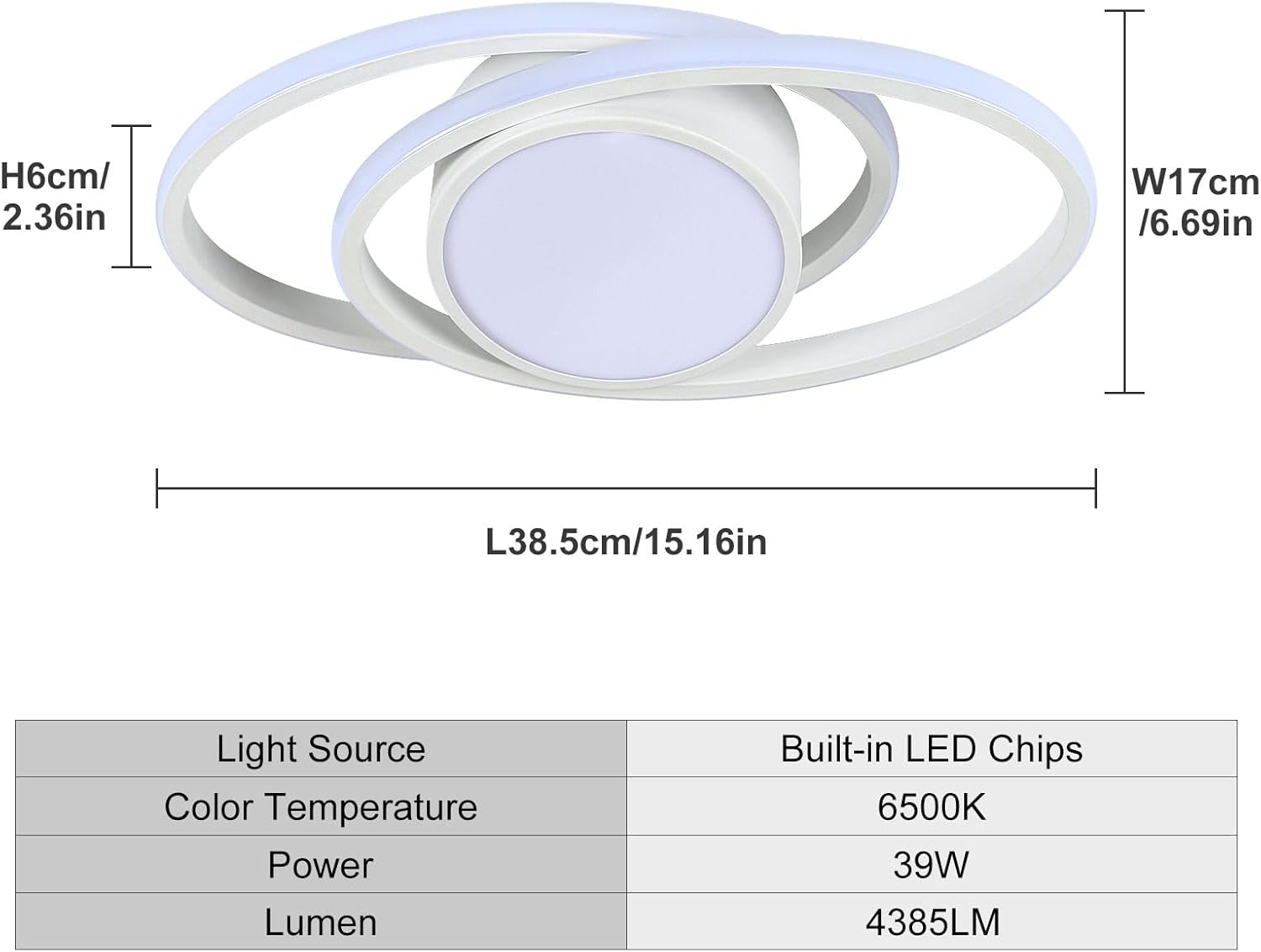 Osairous Plafoniera LED Soffitto Rotonda 39W - immagine 5