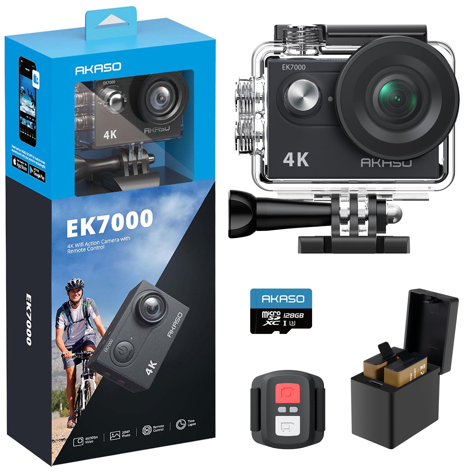 Akaso EK7000 Action Cam 4K WiFi Impermeabile 30M