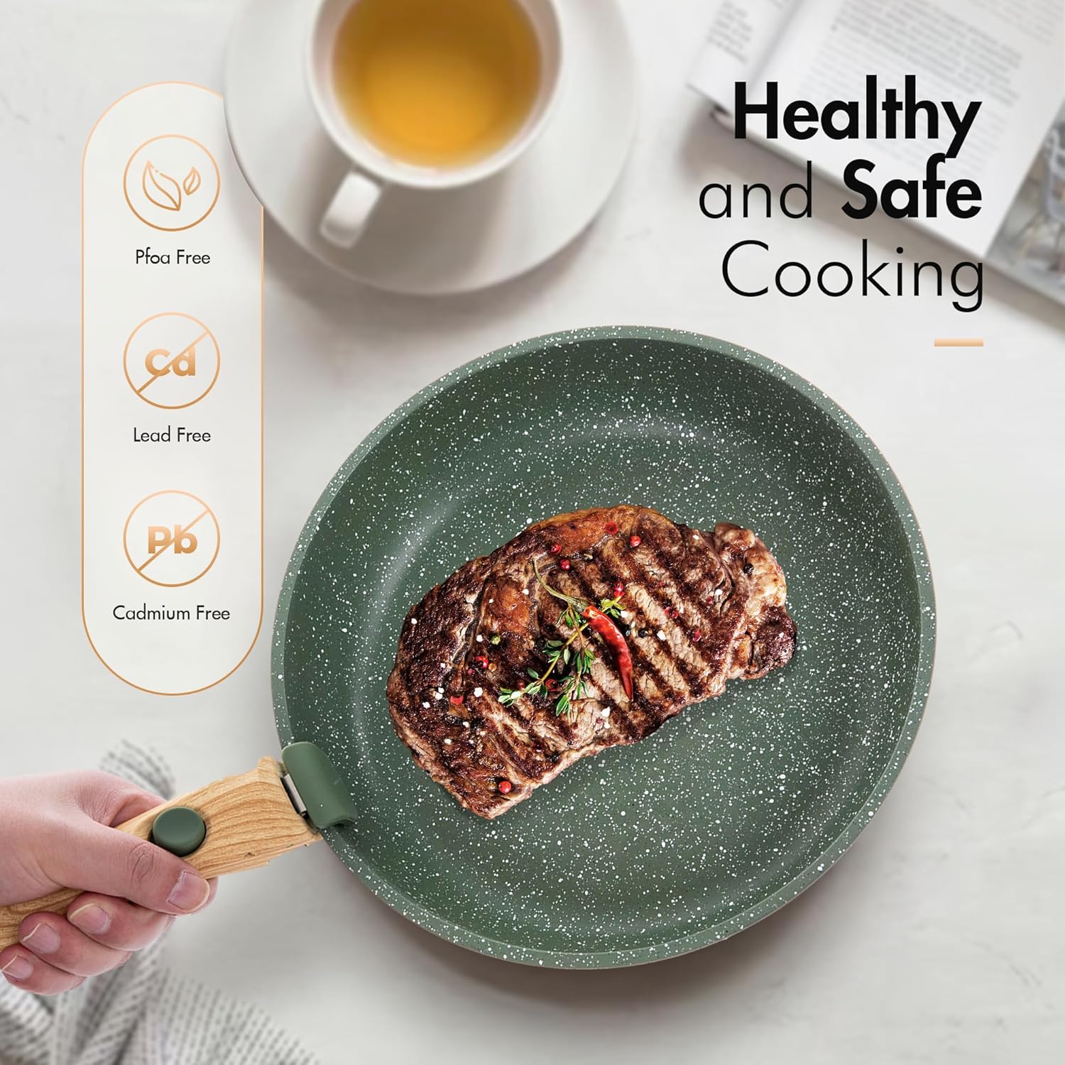 Kitchen Academy Set Pentole 10 Pezzi, Verde - immagine 6