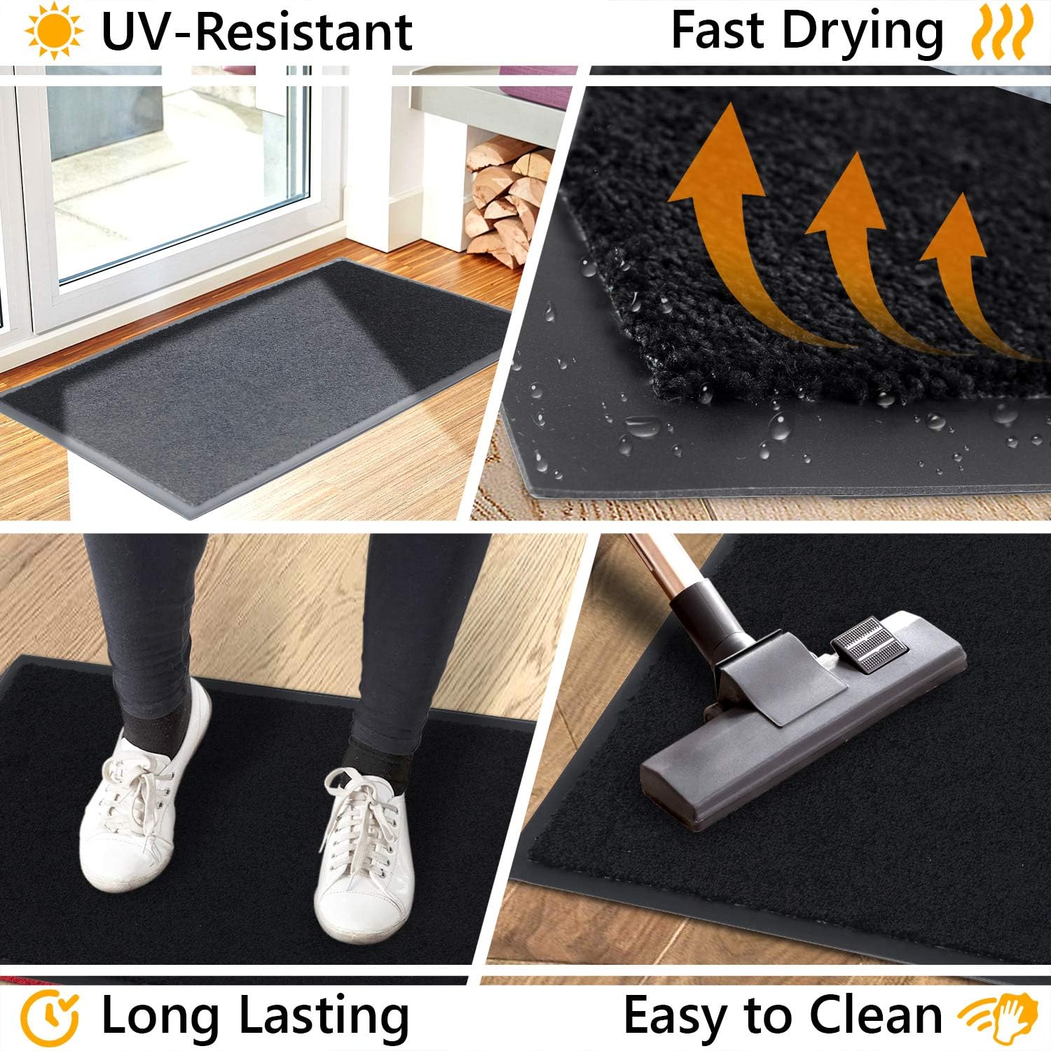 Gadhome Tappeto Ingresso Casa 90x150 cm, Nero - immagine 4