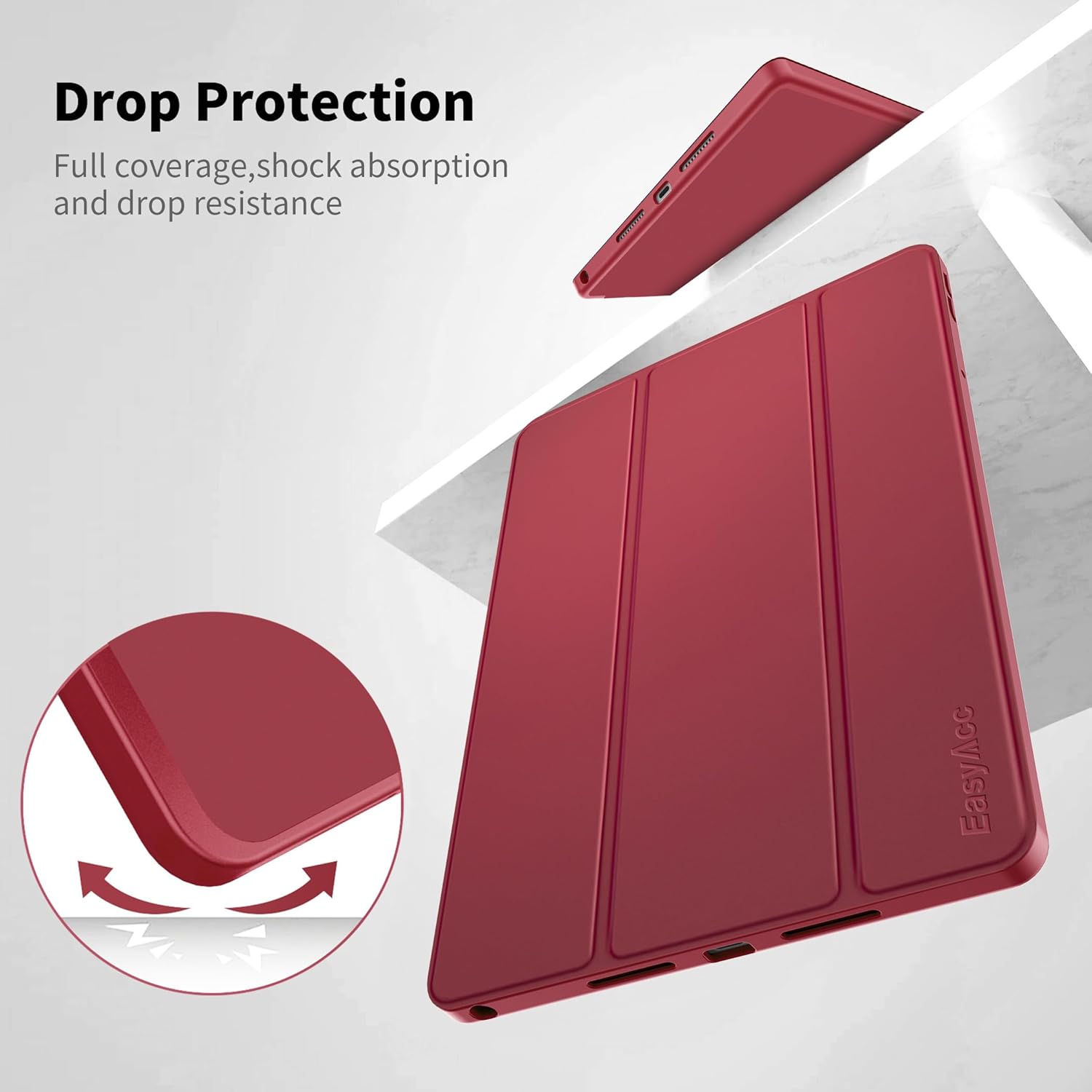 Easyacc Custodia per Lenovo Idea Tab 11" 2025, Rosso Vino - immagine 4