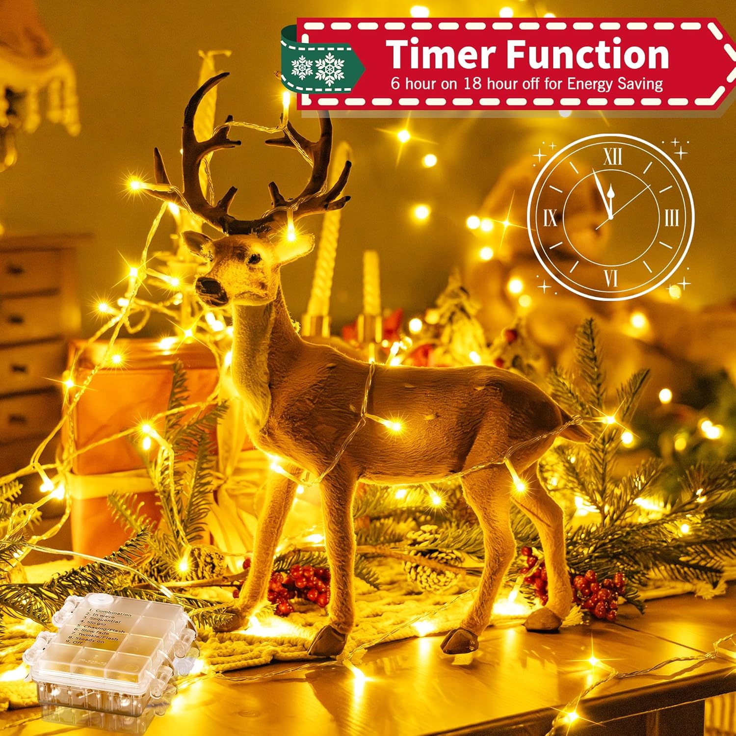 Luci Albero Di Natale a Batteria 20m 200LEDs - immagine 5