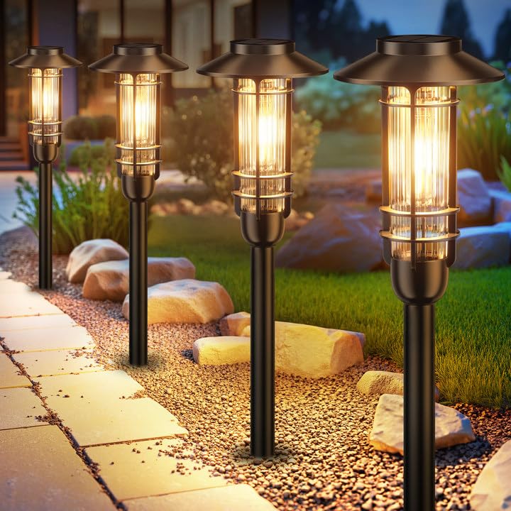 Rechoo Lampade Solari da Giardino 4 Pezzi, IP65