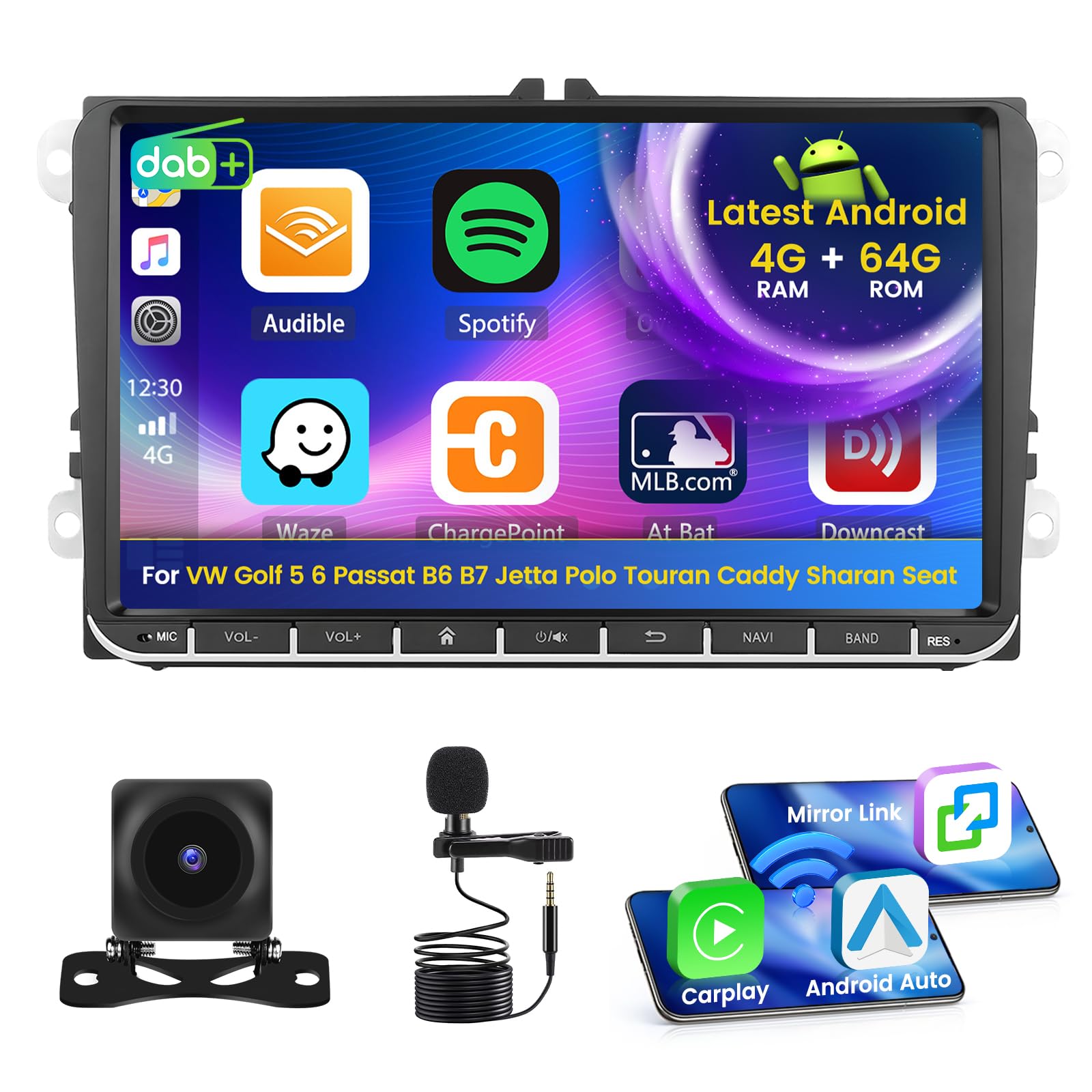 Inefala Autoradio Android 9'' per VW Golf 5 6 Passat