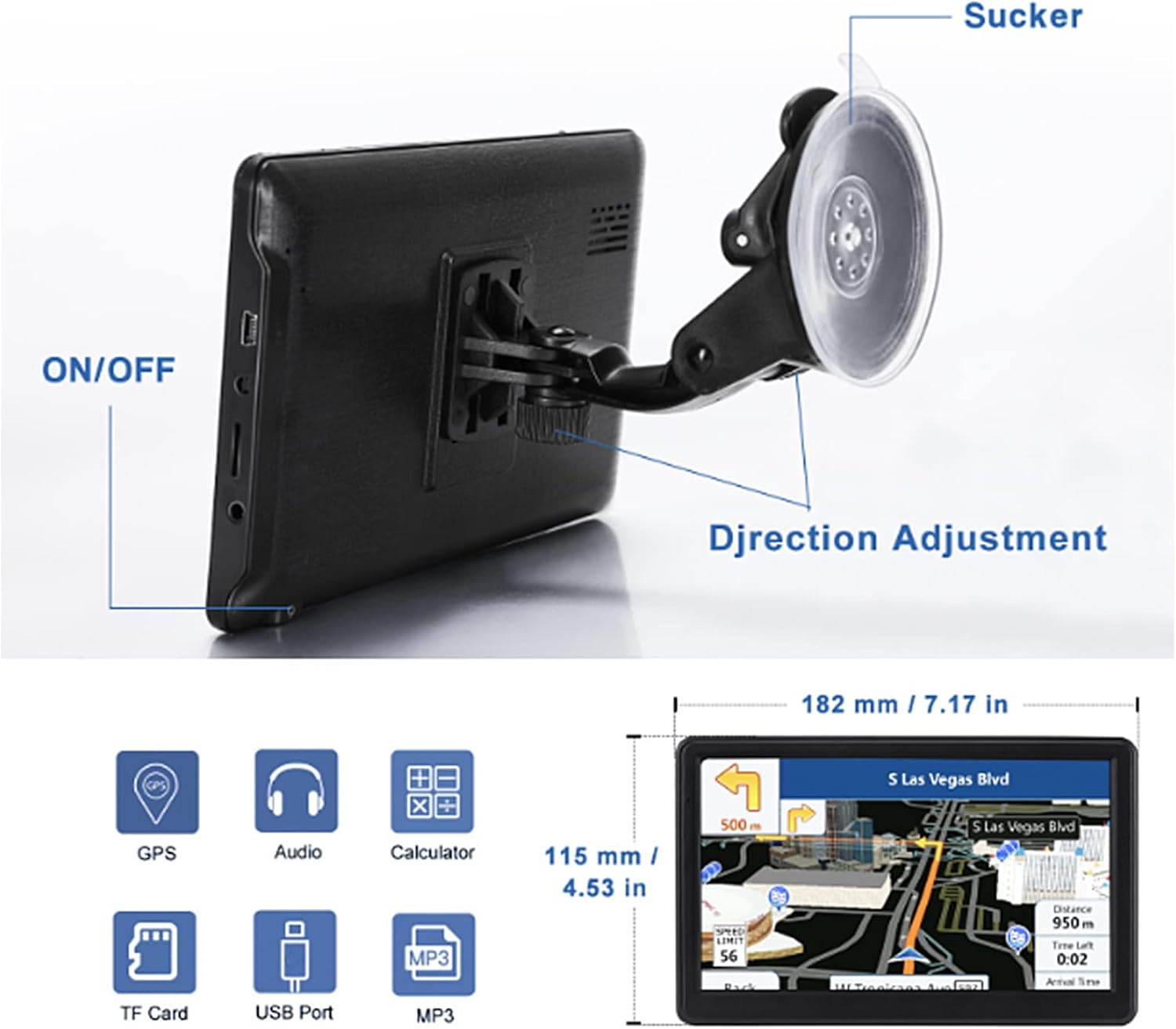 Navigatore Auto GPS Portatile Touch Screen 7 pollici - immagine 6