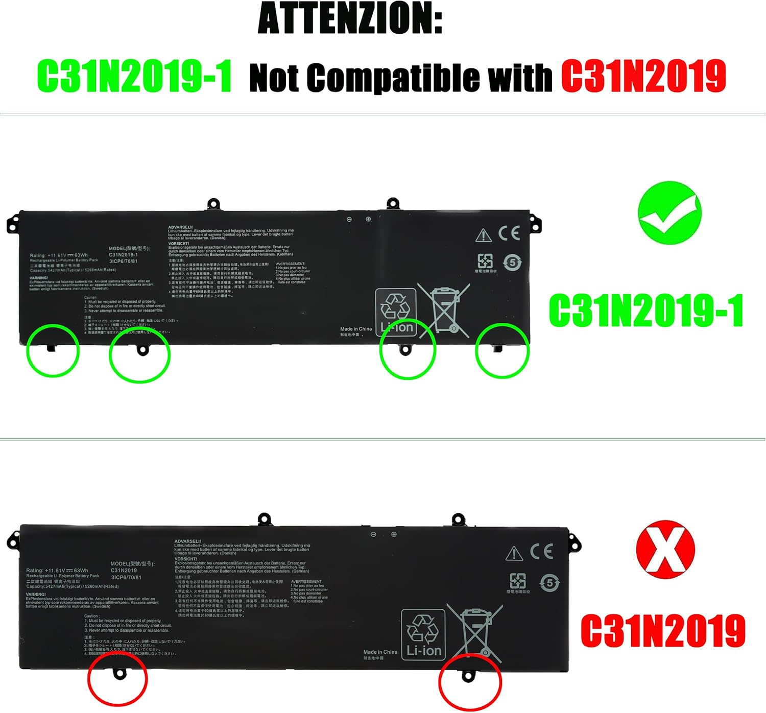 BLESYS C31N2019-1 Batteria per Asus 11,61V/63Wh - immagine 2