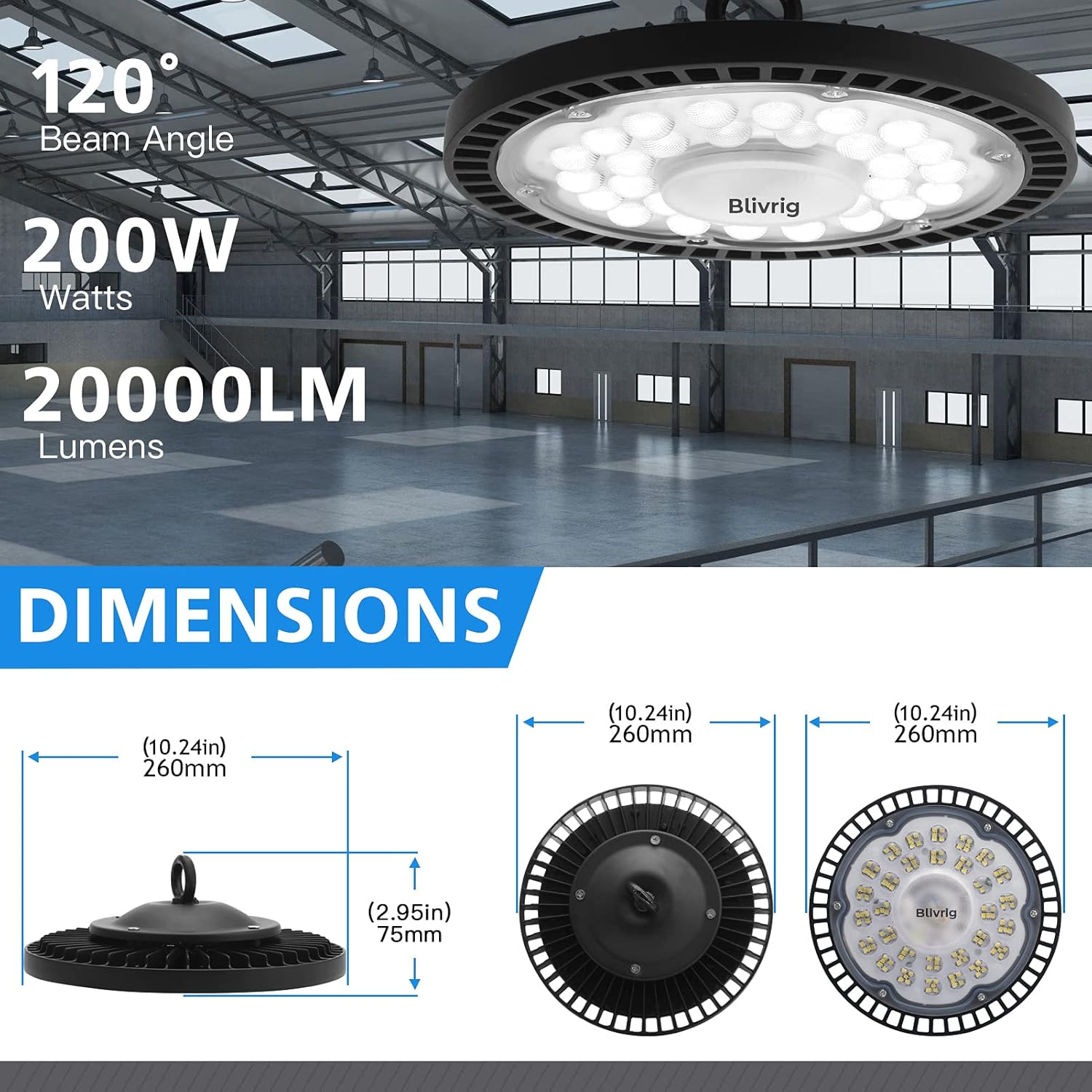 Blivrig UFO Lamp Faretto LED 200W 20000LM - immagine 6