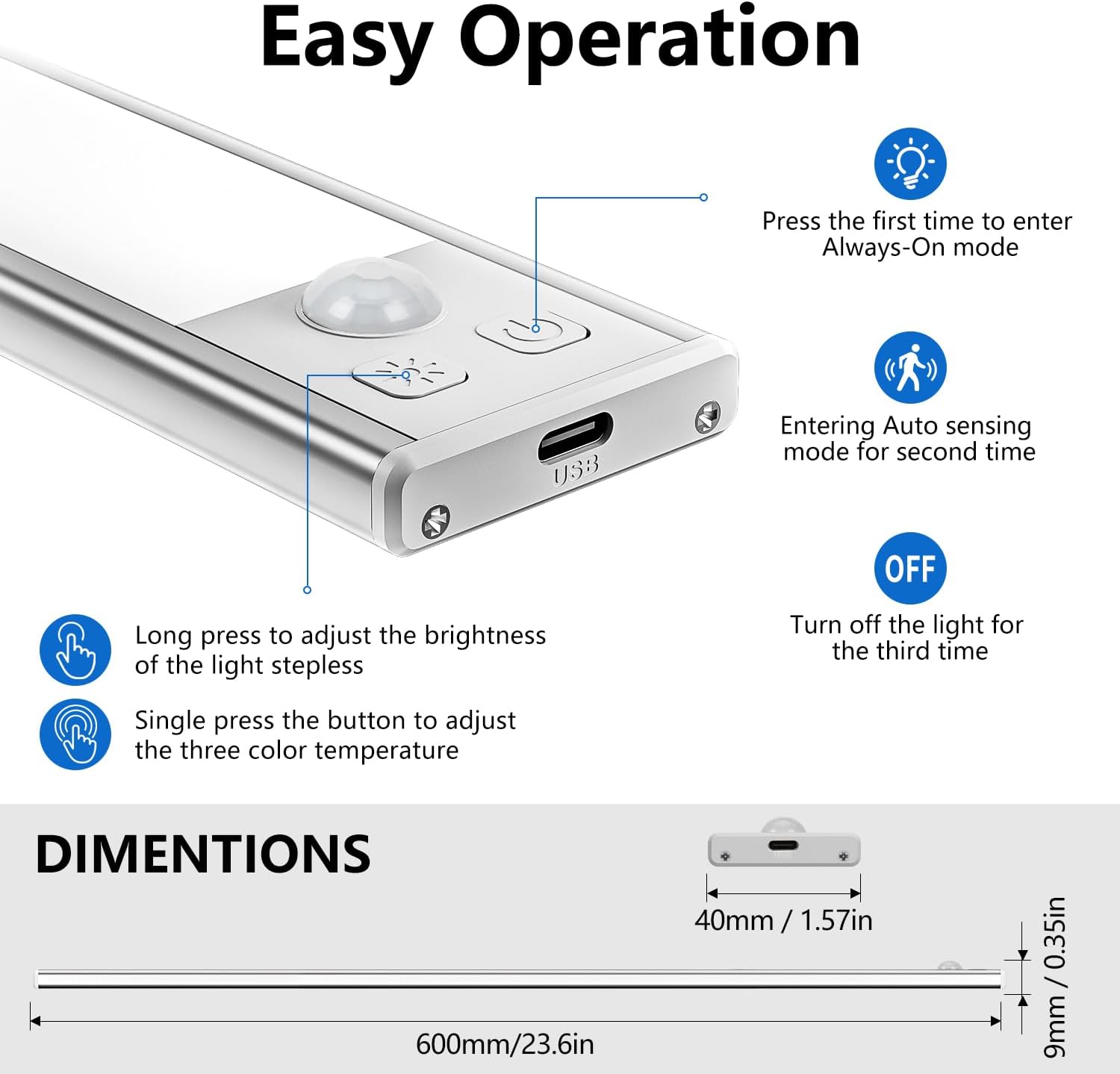Ouila Luce Armadio LED con Sensore USB-C Ricaricabile - immagine 5