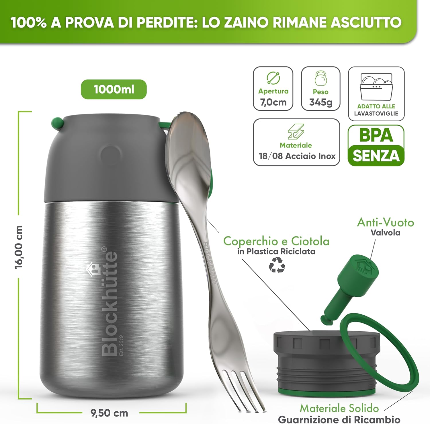 Blockhütte Contenitore Termico Cibo 1L - immagine 2