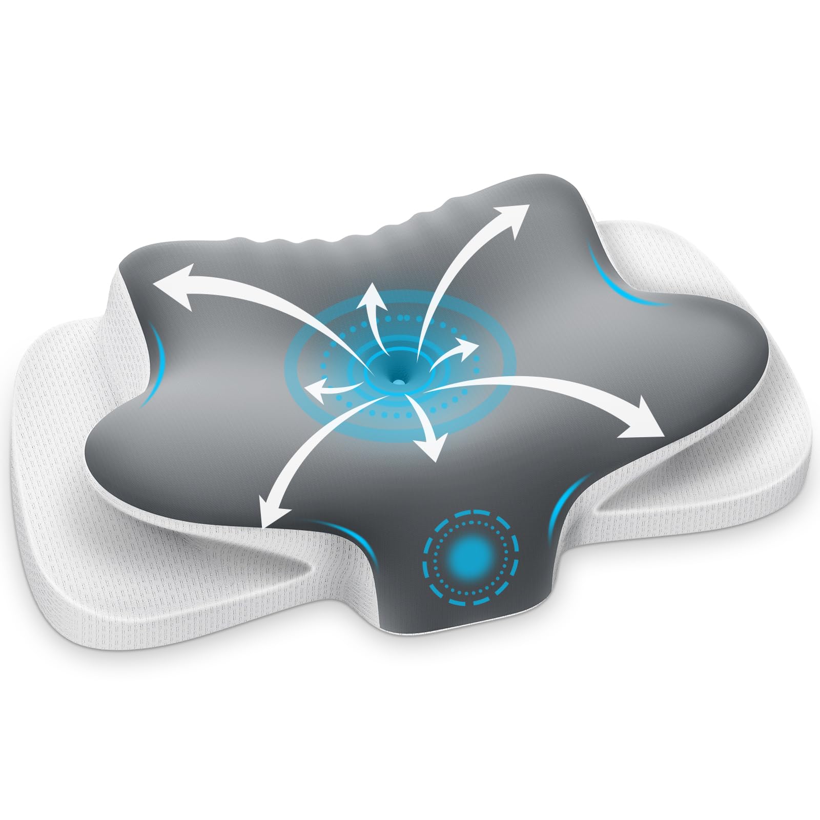 Cuscino Cervicale Ergonomico 2 in 1 Memory Foam, Grigio