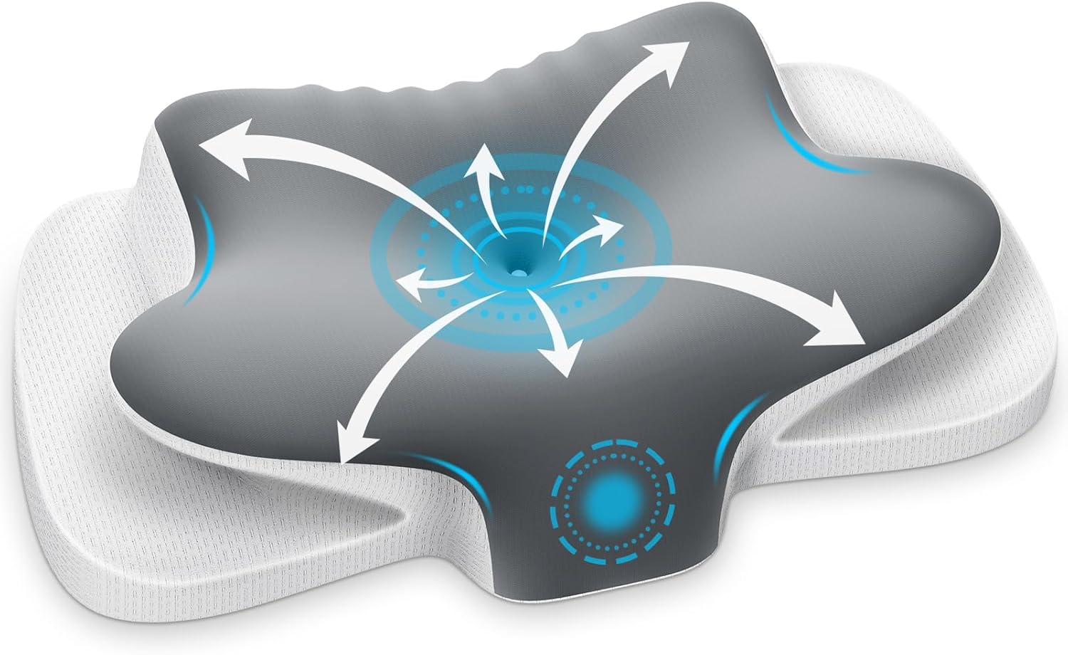 Cuscino Cervicale Ergonomico 2 in 1 Memory Foam, Grigio - immagine 1
