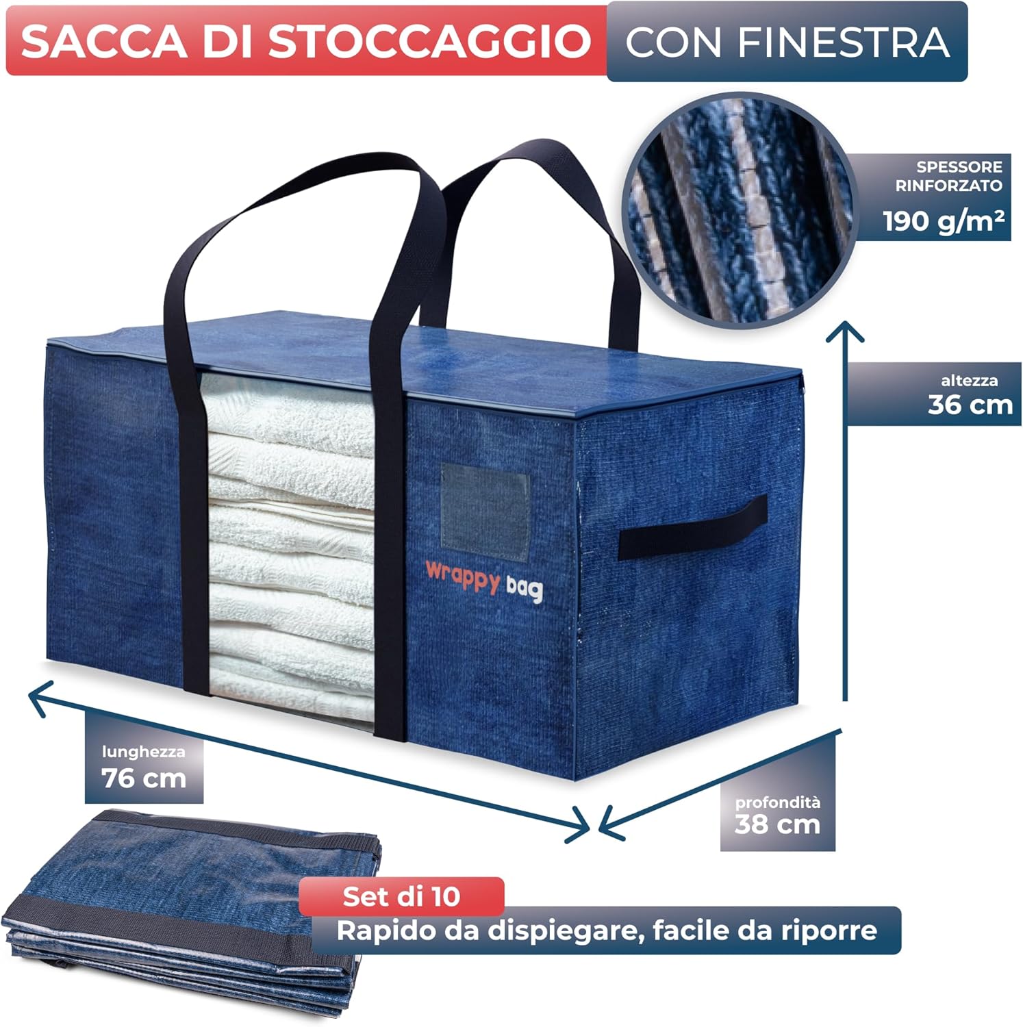 Wrappybag Set 10 Borse XXL Trasloco/Viaggi - immagine 2